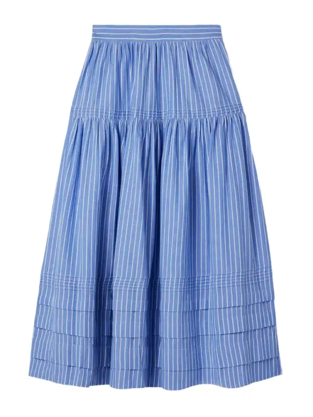 Sebastiane Striped Organic Cotton-poplin Midi Skirt