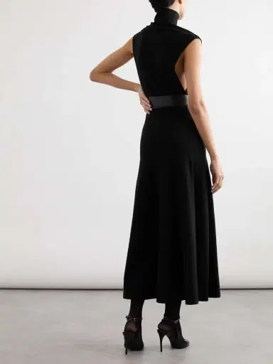 Alaïa Belted Leather-trimmed Wool-blend Turtleneck Midi Dress | Thumbnail 3 Alaïa Belted Leather-trimmed Wool-blend Turtleneck Midi Dress | Thumbnail 3