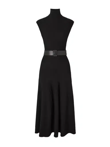 Alaïa Belted Leather-trimmed Wool-blend Turtleneck Midi Dress | Thumbnail 1 Alaïa Belted Leather-trimmed Wool-blend Turtleneck Midi Dress | Thumbnail 1