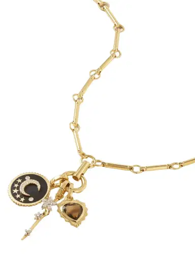 Foundrae 18-karat Gold, Enamel, Diamond And Quartz Necklace | Thumbnail 1 Foundrae 18-karat Gold, Enamel, Diamond And Quartz Necklace | Thumbnail 1