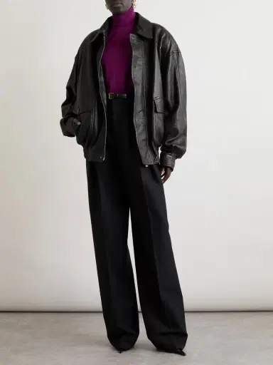 Saint Laurent Textured-leather Bomber Jacket | Thumbnail 2