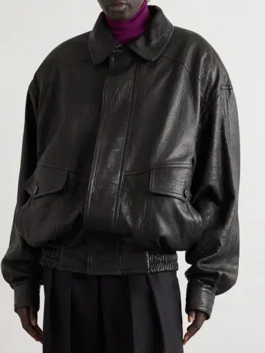 Saint Laurent Textured-leather Bomber Jacket | Thumbnail 3