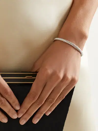 David Yurman Sculpted Cable 18-karat White Gold Diamond Bangle | Thumbnail 2
