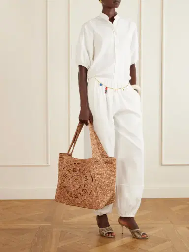 Stella McCartney Logo-embroidered Raffia Tote Bag | Thumbnail 3 Stella McCartney Logo-embroidered Raffia Tote Bag | Thumbnail 3