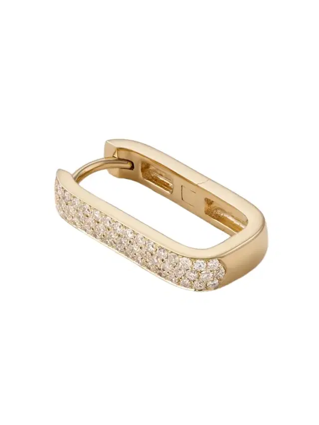 Mini 14-karat Gold Diamond Single Hoop Earring