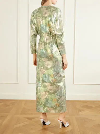 Valentino Garavani Cut-out Floral-print Silk-blend Lamé Midi Dress | Thumbnail 3 Valentino Garavani Cut-out Floral-print Silk-blend Lamé Midi Dress | Thumbnail 3