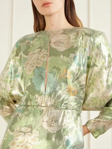 Valentino Garavani Cut-out Floral-print Silk-blend Lamé Midi Dress | Thumbnail 4 Valentino Garavani Cut-out Floral-print Silk-blend Lamé Midi Dress | Thumbnail 4