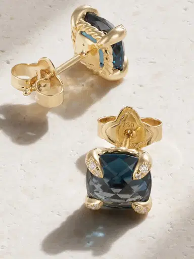 David Yurman Châtelaine 18-karat Gold, Diamond And Topaz Earrings | Thumbnail 3 David Yurman Châtelaine 18-karat Gold, Diamond And Topaz Earrings | Thumbnail 3