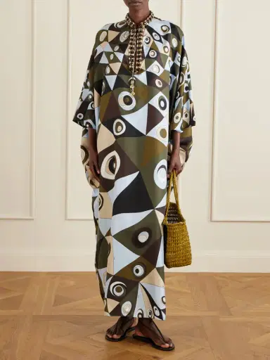 PUCCI Embellished Printed Silk-twill Kaftan | Thumbnail 2