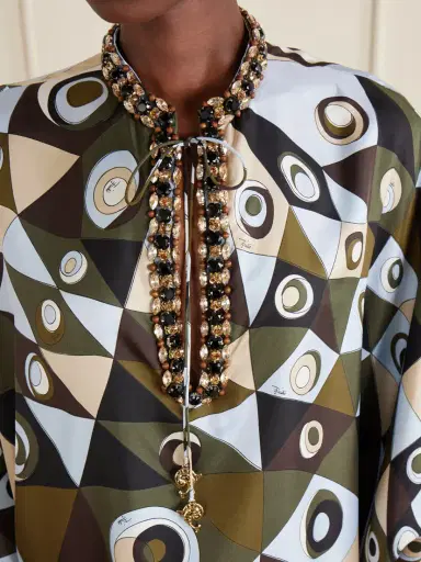 PUCCI Embellished Printed Silk-twill Kaftan | Thumbnail 4