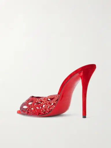 Christian Louboutin Lasera 100 Cutout Crystal-embellished Suede Sandals | Thumbnail 3