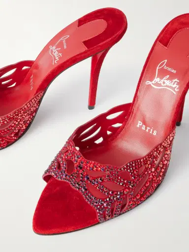 Christian Louboutin Lasera 100 Cutout Crystal-embellished Suede Sandals | Thumbnail 4
