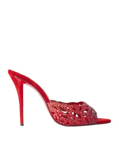 Christian Louboutin Lasera 100 Cutout Crystal-embellished Suede Sandals | Thumbnail 1