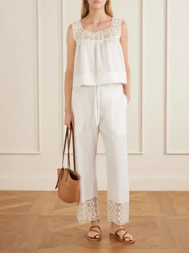 Calle Del Mar Heirloom Lace-trimmed Cotton-poplin Top | Thumbnail 2 Calle Del Mar Heirloom Lace-trimmed Cotton-poplin Top | Thumbnail 2