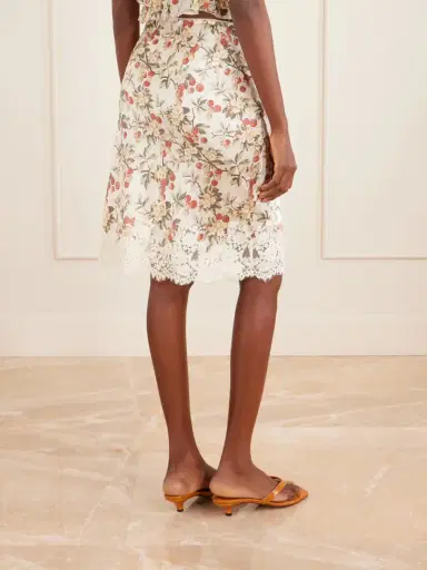 DÔEN Elowette Lace-trimmed Floral-print Silk-satin Midi Skirt | Thumbnail 3 DÔEN Elowette Lace-trimmed Floral-print Silk-satin Midi Skirt | Thumbnail 3