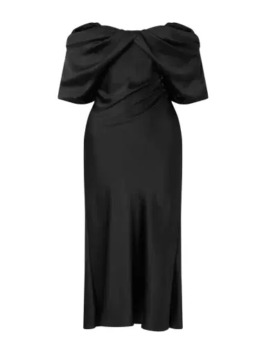 Alexander McQueen Off-the-shoulder Draped Satin Midi Dress | Thumbnail 1