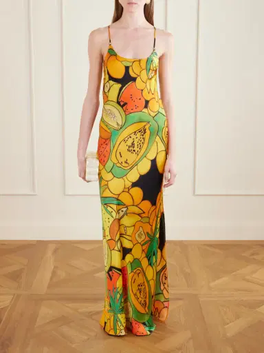 Donde Esteban Frutas Printed Silk-blend Satin Maxi Dress | Thumbnail 2