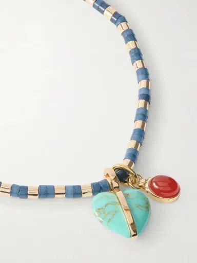 Roxanne Assoulin The Bar Gold-tone, Lapis Lazuli, Turquoise And Carnelian Necklace | Thumbnail 4 Roxanne Assoulin The Bar Gold-tone, Lapis Lazuli, Turquoise And Carnelian Necklace | Thumbnail 4