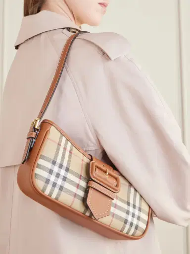 Burberry Leather-trimmed Checked Canvas Shoulder Bag | Thumbnail 2 Burberry Leather-trimmed Checked Canvas Shoulder Bag | Thumbnail 2