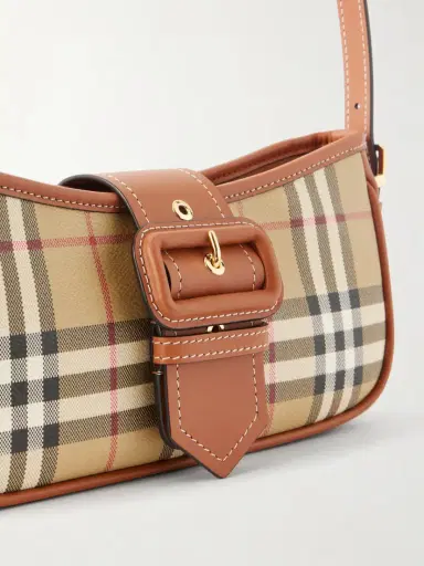 Burberry Leather-trimmed Checked Canvas Shoulder Bag | Thumbnail 5 Burberry Leather-trimmed Checked Canvas Shoulder Bag | Thumbnail 5