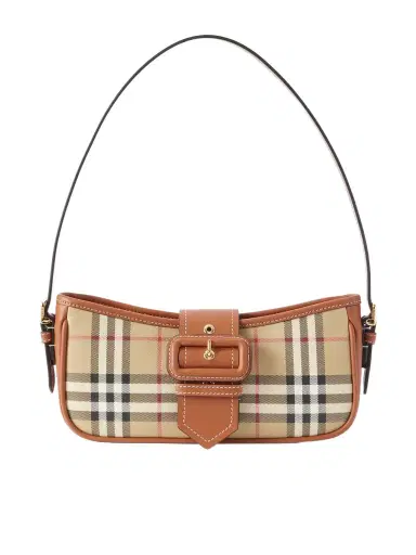 Burberry Leather-trimmed Checked Canvas Shoulder Bag | Thumbnail 1 Burberry Leather-trimmed Checked Canvas Shoulder Bag | Thumbnail 1