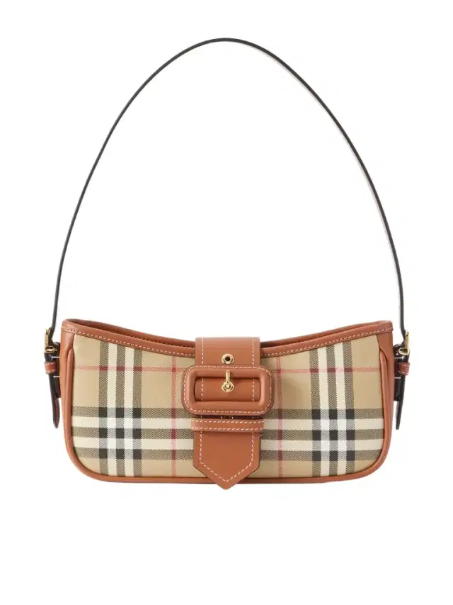 Leather-trimmed Checked Canvas Shoulder Bag