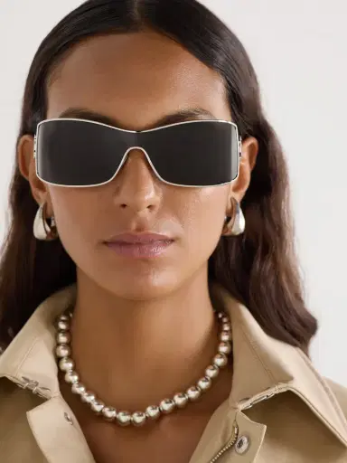 CELINE Eyewear Rectangular-frame Silver-tone Sunglasses | Thumbnail 2
