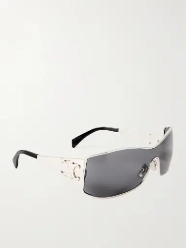 CELINE Eyewear Rectangular-frame Silver-tone Sunglasses | Thumbnail 3