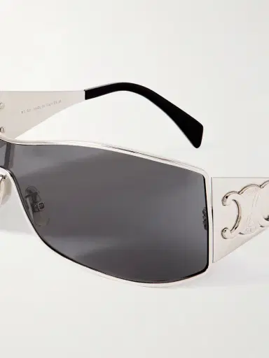 CELINE Eyewear Rectangular-frame Silver-tone Sunglasses | Thumbnail 4