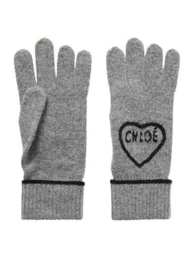 Chloé Embroidered Wool And Cashmere-blend Gloves | Thumbnail 1 Chloé Embroidered Wool And Cashmere-blend Gloves | Thumbnail 1