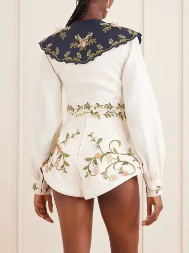Agua by Agua Bendita Cumbre Floral-embroidered Appliquéd Tiered Linen Shirt | Thumbnail 4 Agua by Agua Bendita Cumbre Floral-embroidered Appliquéd Tiered Linen Shirt | Thumbnail 4