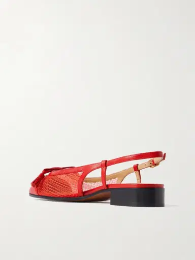 Valentino Garavani Valet Du Roi 25 Tasseled Leather And Mesh Slingback Ballet Flats | Thumbnail 3