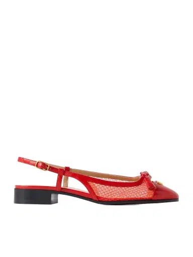 Valentino Garavani Valet Du Roi 25 Tasseled Leather And Mesh Slingback Ballet Flats | Thumbnail 1