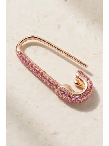 Anita Ko Safety Pin 18-karat Rose Gold Sapphire Earring | Thumbnail 3 Anita Ko Safety Pin 18-karat Rose Gold Sapphire Earring | Thumbnail 3