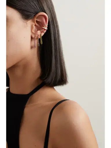 Anita Ko Safety Pin 18-karat Rose Gold Sapphire Earring | Thumbnail 4 Anita Ko Safety Pin 18-karat Rose Gold Sapphire Earring | Thumbnail 4