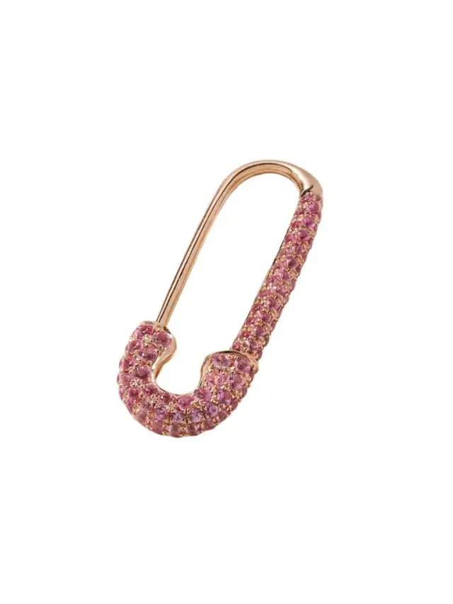 Anita Ko Safety Pin 18-karat Rose Gold Sapphire Earring
