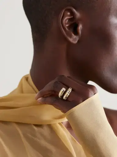 Yvonne Léon Bague Toi & Moi Gaufrette 14-karat White And Yellow Gold Diamond Ring | Thumbnail 2