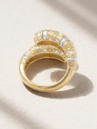 Yvonne Léon Bague Toi & Moi Gaufrette 14-karat White And Yellow Gold Diamond Ring | Thumbnail 3