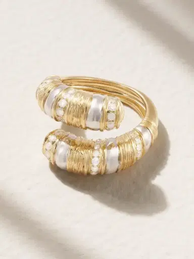 Yvonne Léon Bague Toi & Moi Gaufrette 14-karat White And Yellow Gold Diamond Ring | Thumbnail 1