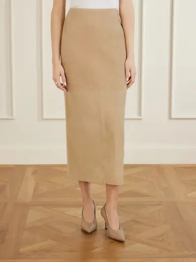 Nour Hammour Selly Suede Midi Skirt | Thumbnail 3