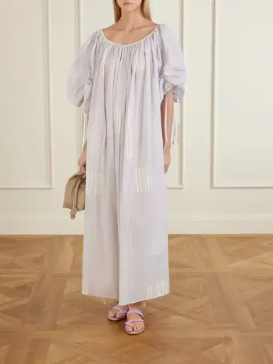 Thierry Colson Athenaïs Gathered Striped Cotton-voile Maxi Dress | Thumbnail 2