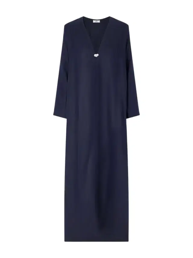 SARA CRISTINA Pearl-embellished Linen Kaftan