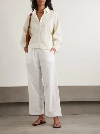 Deiji Studios Cami Paneled Pintucked Striped Organic Cotton-poplin Shirt | Thumbnail 2