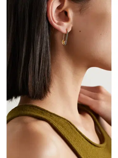 Anita Ko Safety Pin 18-karat Gold Sapphire Earring | Thumbnail 2 Anita Ko Safety Pin 18-karat Gold Sapphire Earring | Thumbnail 2
