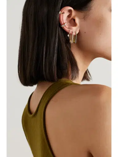 Anita Ko Safety Pin 18-karat Gold Sapphire Earring | Thumbnail 4 Anita Ko Safety Pin 18-karat Gold Sapphire Earring | Thumbnail 4