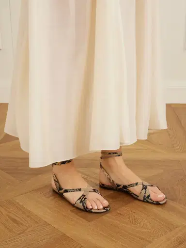 Khaite Liria Snake-effect Leather Flat Sandals | Thumbnail 2