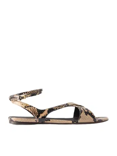 Khaite Liria Snake-effect Leather Flat Sandals | Thumbnail 1