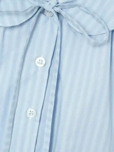 Deiji Studios Round Collar Tie-detailed Striped Organic Cotton Shirt And Shorts Set | Thumbnail 5