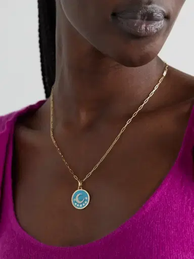 Foundrae Crescent Medium 18-karat Gold, Enamel And Diamond Pendant | Thumbnail 2