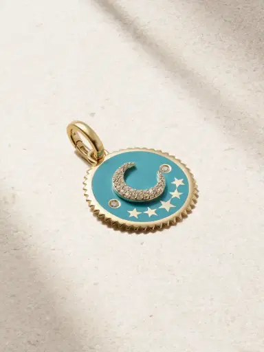 Foundrae Crescent Medium 18-karat Gold, Enamel And Diamond Pendant | Thumbnail 1